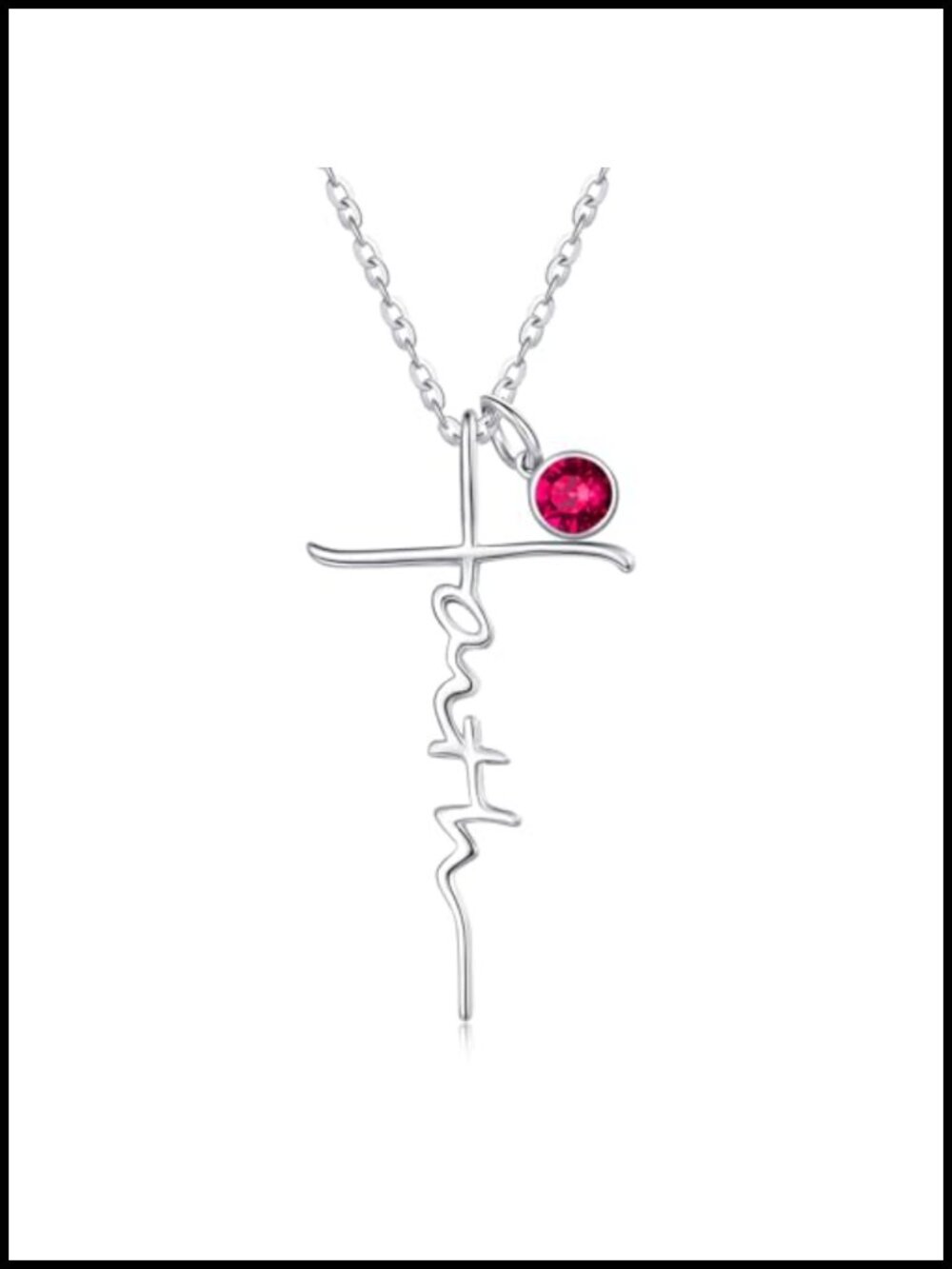 Birthstone Cross Necklace 18+2 in Gold Plated Chain Christian Gift